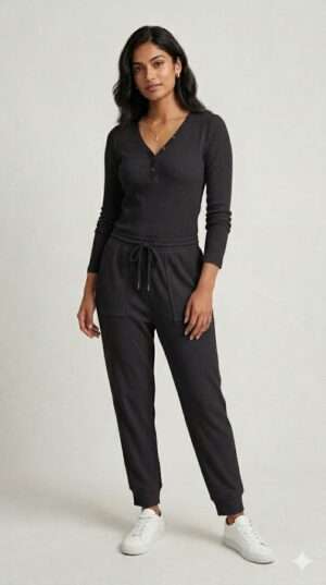 Premium Waffle Knit Henley Lounge & Jogger Set