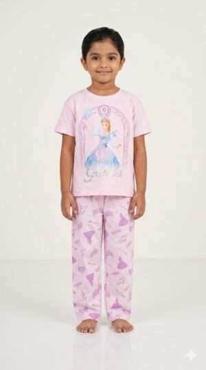 Girls' Glinda the Good Witch Pink Pyjama Set – Graphic T-Shirt & Printed Trousers Loungewear