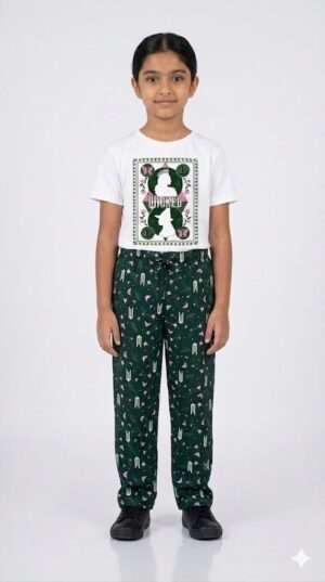 Girls' Wicked Movie Graphic T-Shirt & Forest Green Printed Trousers Co-ord Set